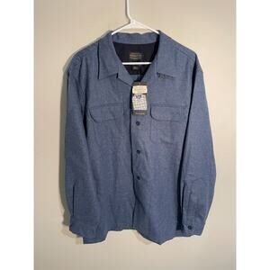NWT Pendleton Original Board Shirt Men's L Blue 100% Virgin Wool Loop Collar